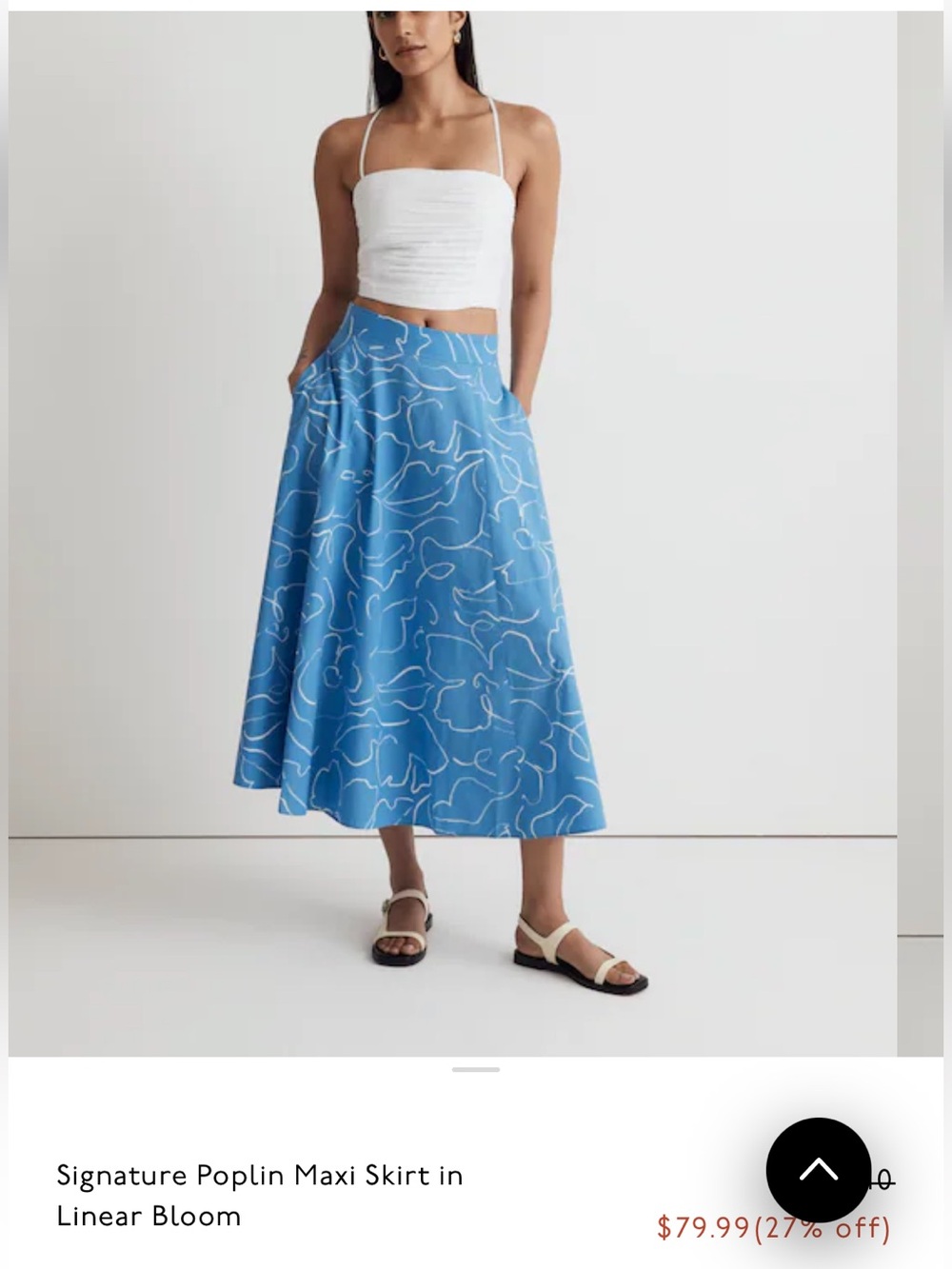 Madewell Signature Cotton Poplin Maxi Skirt in Abstract Blue Floral Size 6 - Picture 3 of 8